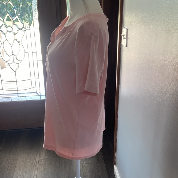 Karen Scott Peach Short Sleeve Henley Top Size L - Picture 4 of 6